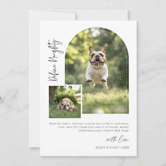 Arch Photo Defineおもしろい犬いけなクリスマス シーズンカード (正面)
