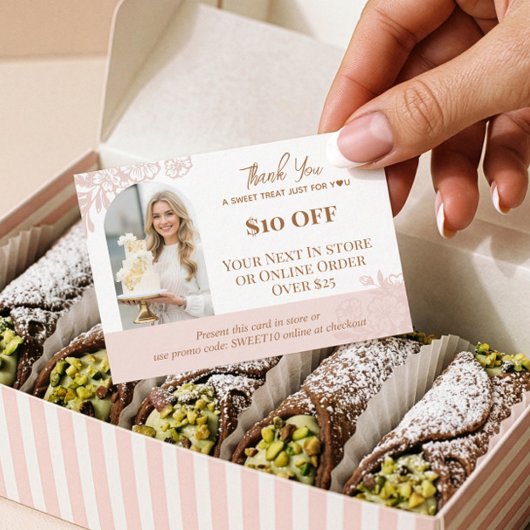 Arch Photo Floral Cupcake Thank You Promo Bakery 割引カード