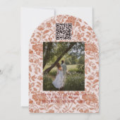 Arch Photo Floral Toile Script Save the Date 招待状 (裏面)