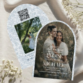 Arch Photo Floral Toile Script Save the Date 招待状