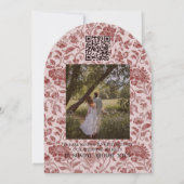 Arch Photo Floral Toile Script Save the Date 招待状 (裏面)