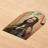 Arch photo gold script graduation announcement アクリル招待状 (レイダウン)