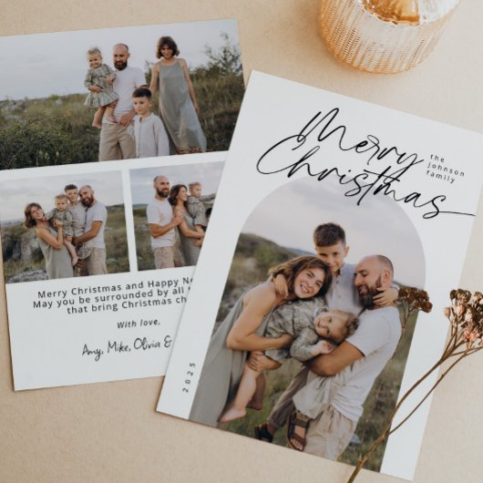 Arch Photo Minimal Modern Elegant Script Christmas シーズンカード
