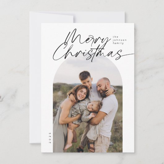 Arch Photo Minimal Modern Elegant Script Christmas シーズンカード (正面)