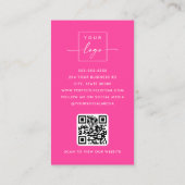 Arch photo minimalist QRコーモダンドロゴのホットピンク 名刺 (裏面)