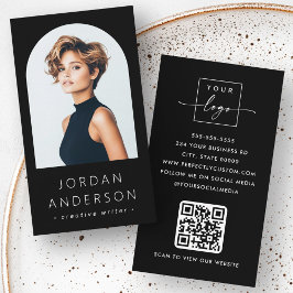 Arch photo minimalist QRモダンコードロゴ黒 名刺