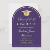Arch Photo Purple金ゴールド卒業発表 招待状 (正面)
