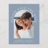 Arch Photo QRコード埃っぽい青い日付を保存 案内ポストカード (正面)