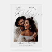 Arch Photo Scriptモダンの結婚Welcome アクリルサイン (正面)