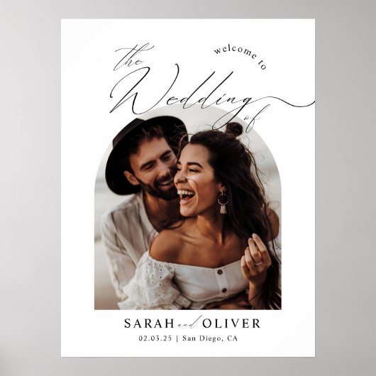 Arch Photo Scriptモダンの結婚Welcome ポスター (正面)