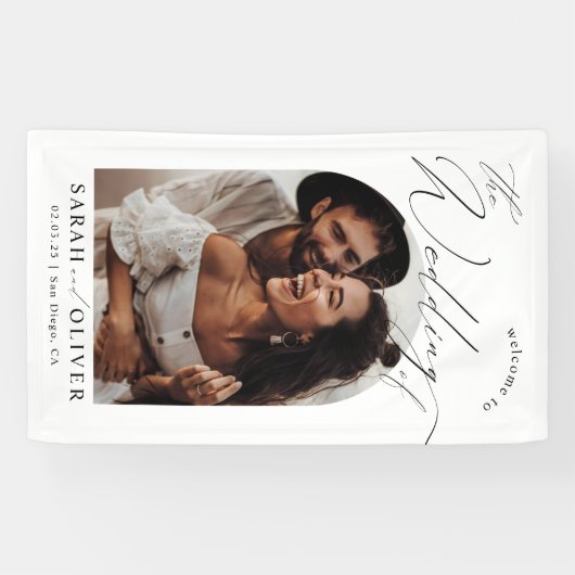 Arch Photo Scriptモダンの結婚Welcome 横断幕 (横)