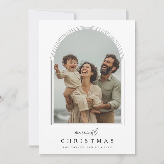 Arch Photo Script Merriest Christmas Fun Greetings シーズンカード (正面)