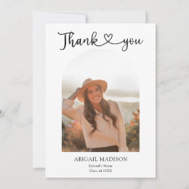 Arch Photo Script with Heart Graduation サンキューカード