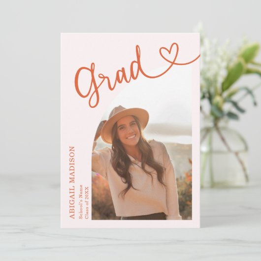 Arch Photo Script with Heart Graduation Party  招待状 (スタンド正面)