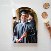 Arch Photo White金ゴールド卒業発表 招待状