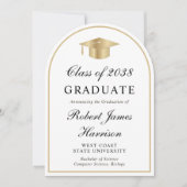 Arch Photo White金ゴールド卒業発表 招待状 (正面)