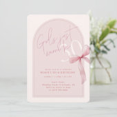 Arch Pink Bow Girls Just Wanna Be 30 Birthday 招待状 (スタンド正面)