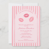 Arch Pink Lips Kiss The Miss Goodbye Bridal Shower 招待状 (正面)