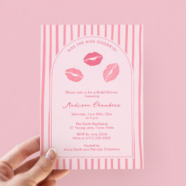 Arch Pink Lips Kiss The Miss Goodbye Bridal Shower 招待状