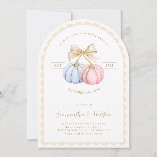 Arch Pumpkins Gender Reveal Party 招待状 (正面)