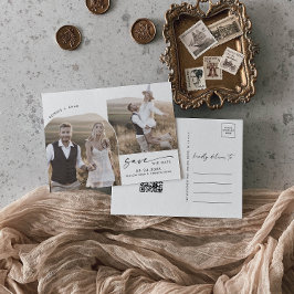 Arch QR モダン Code 2 Photo Save the Date インビテーションポストカード