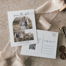 Arch QR モダン Code Photo Collage日付の保存 インビテーションポストカード