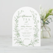 Arch Sage Green Afternoon Tea Party Baby Shower  招待状 (スタンド正面)