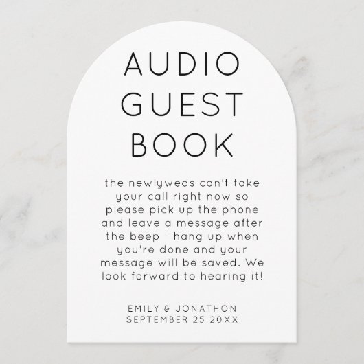 Arch Shape Audio Guest Book Wedding Sign card 招待状 (正面)