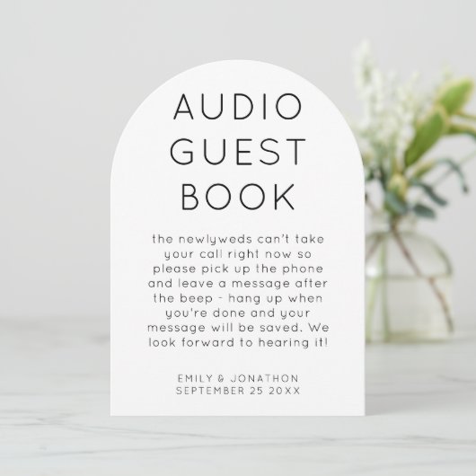 Arch Shape Audio Guest Book Wedding Sign card 招待状 (スタンド正面)