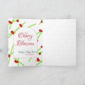 Arch shape cherry blossom red green baby shower na カード (内部)