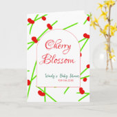 Arch shape cherry blossom red green baby shower na カード (黄色い花)