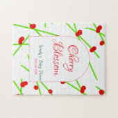 Arch shape cherry blossom red green baby shower na ジグソーパズル (横)