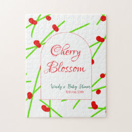 Arch shape cherry blossom red green baby shower na ジグソーパズル