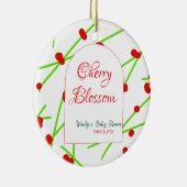 Arch shape cherry blossom red green baby shower na セラミックオーナメント (右)