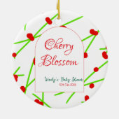 Arch shape cherry blossom red green baby shower na セラミックオーナメント (裏面)
