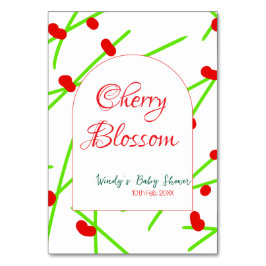 Arch shape cherry blossom red green baby shower na テーブルナンバー