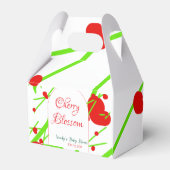Arch shape cherry blossom red green baby shower na フェイバーボックス (裏面サイド)