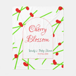 Arch shape cherry blossom red green baby shower na フリースブランケット