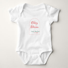 Arch shape cherry blossom red green baby shower na ベビーボディスーツ