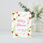 Arch shape cherry blossom red green baby shower na ポストカード (スタンド正面)