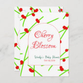 Arch shape cherry blossom red green baby shower na ポストカード (正面/裏面)