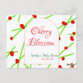 Arch shape cherry blossom red green baby shower na ポストカード (裏面)