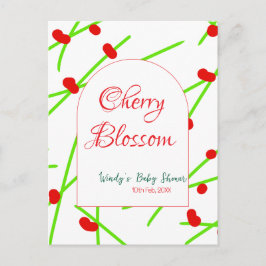 Arch shape cherry blossom red green baby shower na ポストカード