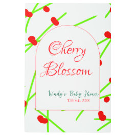 Arch shape cherry blossom red green baby shower na メタルプリント