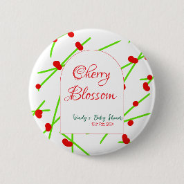 Arch shape cherry blossom red green baby shower na 缶バッジ