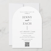 Arch Simple Modern Photo Qr Code Wedding 招待状 (正面)
