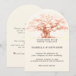 Arch Sunset Olive Tree Destination Wedding 招待状