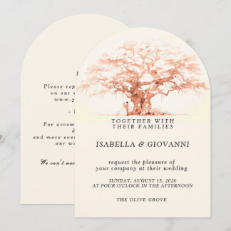 Arch Sunset Olive Tree Destination Wedding 招待状