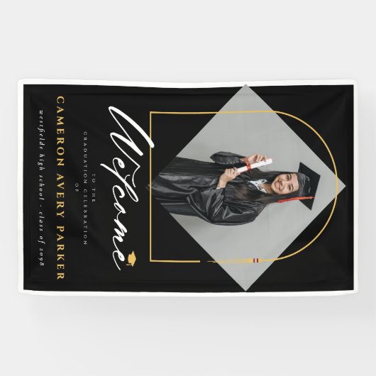 Arch Tasselsフレーム写真卒業パーティーへようこそ 横断幕 (横)