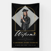 Arch Tasselsフレーム写真卒業パーティーへようこそ 横断幕 (縦)